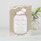 Burlap Mason Jar-Baby shower Kaart (Staand voorkant)