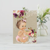 Burlap Mason Jar Baby Shower Uitnodigingen (Staand voorkant)