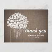 Burlap Mason Jar Bloemen bruiloft Dank u Briefkaart (Voorkant)