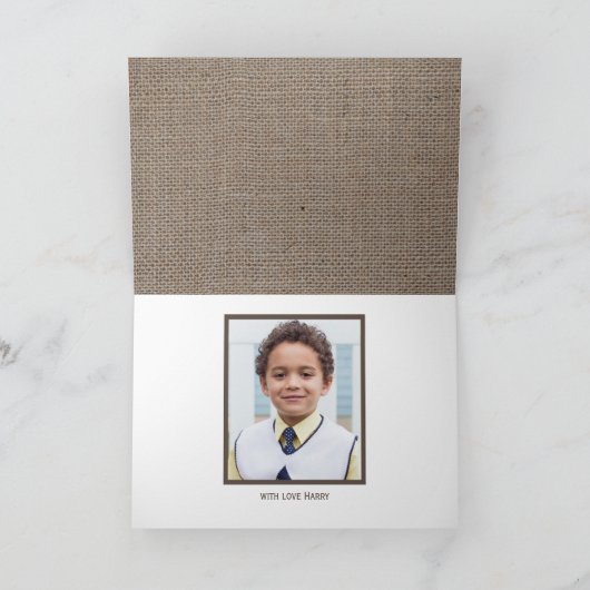 Burlap Mason Jar, Eerste Heilige Communie Dank u Kaart (Binnen)