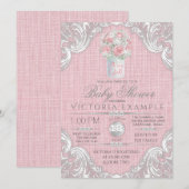 Burlap Mason Jar Rustic Baby Shower Uitnodigingen (Voorkant / Achterkant)