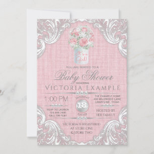 Burlap Mason Jar Rustic Baby Shower-uitnodigingen Kaart