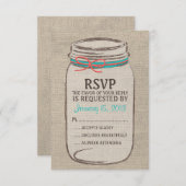 Burlap Mason Jar rustieke RSVP kaart (Voorkant / Achterkant)