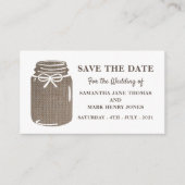 Burlap Mason Jar, sla de datum op Informatiekaartje (Voorkant)