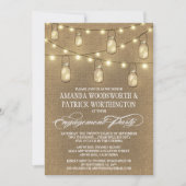 Burlap Mason Jar Verlovingsfeestuitnodigingen Kaart (Voorkant)