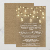 Burlap Mason Jar Verlovingsfeestuitnodigingen Kaart (Voorkant / Achterkant)