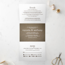 Burlap Mason Jar Wedding Suite Drieluik Uitnodiging