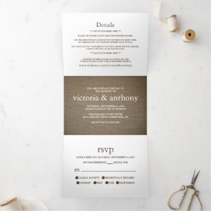 Burlap Mason Jar Wedding Suite Drieluik Uitnodiging