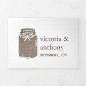 Burlap Mason Jar Wedding Suite Drieluik Uitnodiging (Cover)