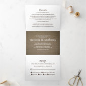 Burlap Mason Jar Wedding Suite Drieluik Uitnodiging (Binnen)