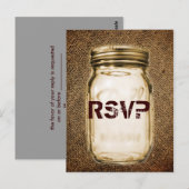 burlap mason jar western land buitenshuis bruiloft briefkaart (Voorkant / Achterkant)