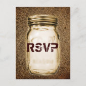 burlap mason jar western land buitenshuis bruiloft briefkaart (Voorkant)