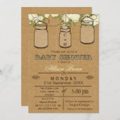 Burlap, Mason Jars, Rustic baby shower Invites Kaart (Voorkant / Achterkant)
