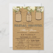Burlap, Mason Jars, Rustic vrijgezellenfeest Invit Kaart (Voorkant)