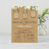 Burlap, Mason Jars, Rustic vrijgezellenfeest Invit Kaart (Staand voorkant)