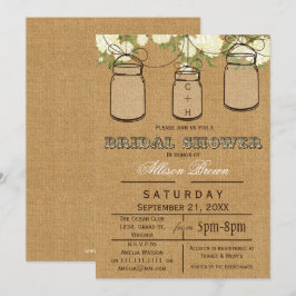 Burlap, Mason Jars, Rustic vrijgezellenfeest Invit Kaart