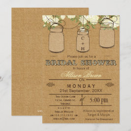 Burlap, Mason Jars, Rustic vrijgezellenfeest Invit Kaart