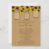 Burlap Mason Jars Sunflower Rehearsal Dinner Kaart (Voorkant)