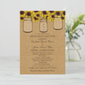 Burlap Mason Jars Sunflower Rehearsal Dinner Kaart (Staand voorkant)