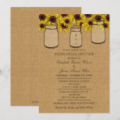 Burlap Mason Jars Sunflower Rehearsal Dinner Kaart (Voorkant / Achterkant)
