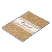 Burlap met Delicate Lace - Shabby Chic Monogram Notitieboek (Linkerzijde)