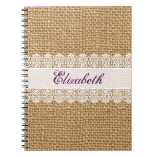 Burlap met Delicate Lace - Shabby Chic Monogram Notitieboek