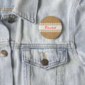 Burlap met Delicate Lace - Shabby Chic Monogram Ronde Button 5,7 Cm (In situ)