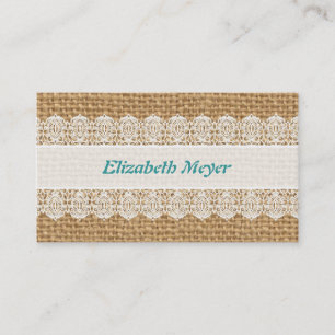Burlap met Delicate Lace - Shabby Chic Visitekaartje