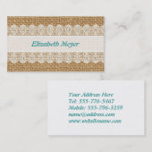Burlap met Delicate Lace - Shabby Chic Visitekaartje (Voorkant / Achterkant)