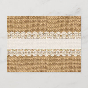 Burlap met fijne kant - Shabby Chic Style Briefkaart