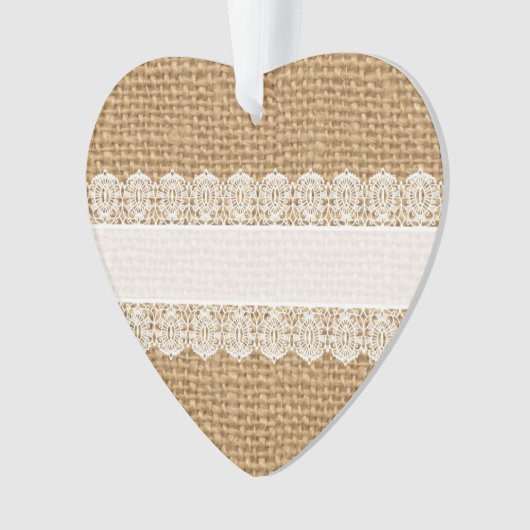 Burlap met fijne kant - Shabby Chic Style Ornament (voorkant)