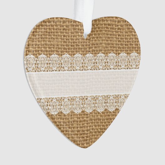 Burlap met fijne kant - Shabby Chic Style Ornament (voorkant)