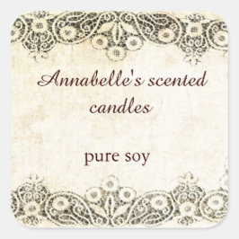 Burlap met  kantkaars sticker