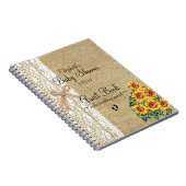 Burlap met Lace Afbeelding Sunflower Guest Book Notitieboek (Rechterzijde)
