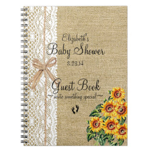 Burlap met Lace Afbeelding Sunflower Guest Book Notitieboek
