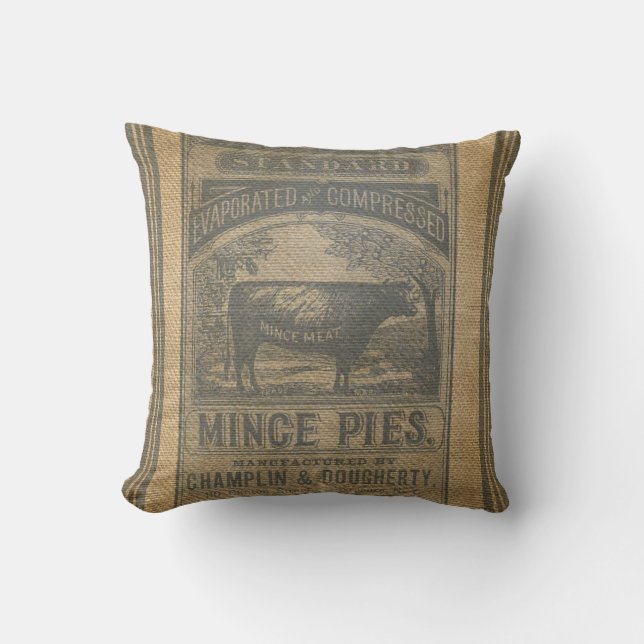 Burlap Mince Pies  Advertisement Kussen (Voorkant)