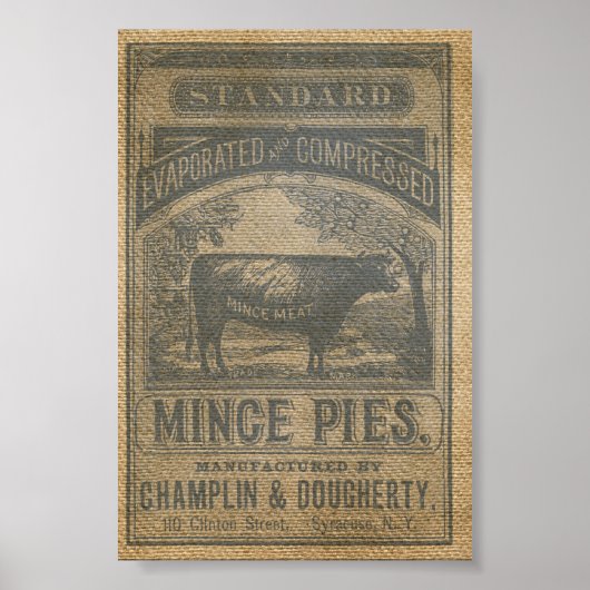 Burlap Mince Pies Vintage Advertisement Poster (Voorkant)