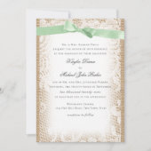 Burlap Mint Green Bow en White Lace Kaart (Voorkant)