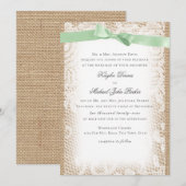 Burlap Mint Green Bow en White Lace Kaart (Voorkant / Achterkant)