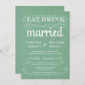 Burlap Mint Green Rustic Wedding Invitations Kaart (Voorkant / Achterkant)