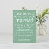 Burlap Mint Green Rustic Wedding Invitations Kaart (Staand voorkant)