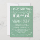 Burlap Mint Green Rustic Wedding Invitations Kaart (Voorkant)