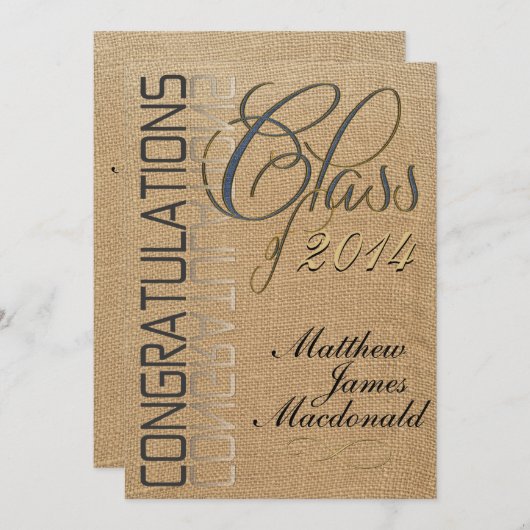 Burlap Mirror Formele Afstuderen Uitnodiging (Voorkant / Achterkant)