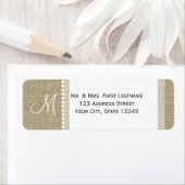 Burlap monogram harten etiket (Insitu)