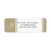 Burlap monogram harten etiket (Voorkant)