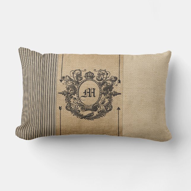  Burlap Monogram Kussen (Voorkant)
