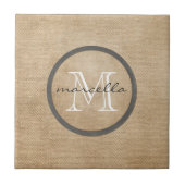 Burlap Monogram Tegeltje (Voorkant)