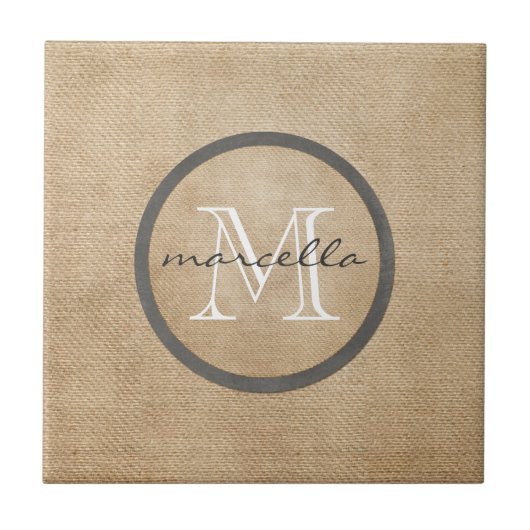 Burlap Monogram Tegeltje (Voorkant)
