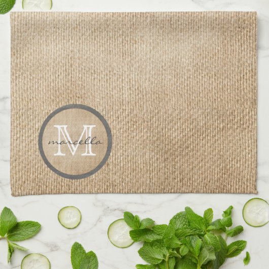 Burlap Monogram Theedoek (Gevouwen)