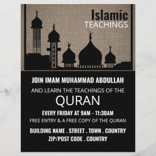 Burlap Mosque Silhouette, Islamic Teaching Advert Flyer